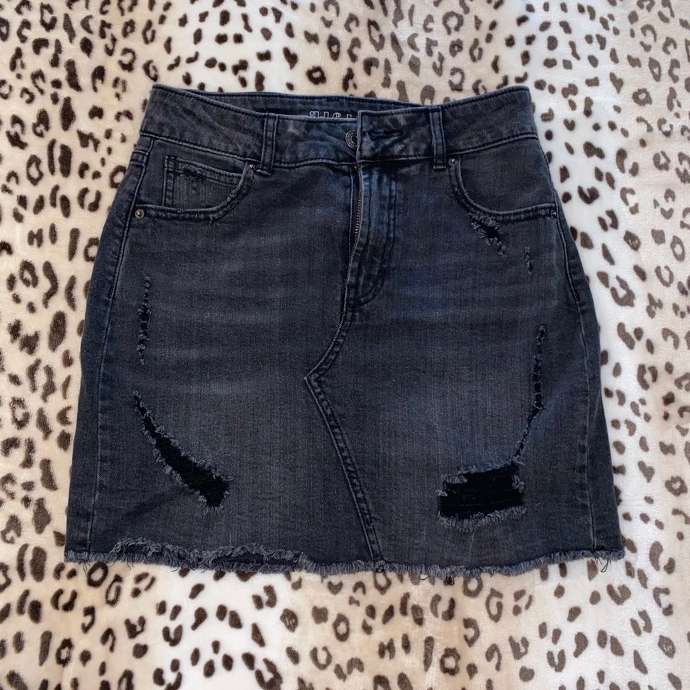 Black denim skirt